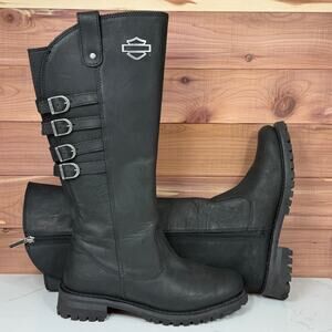 Harley Davidson Josi 15-Inch Black Leather Motorcycle Boots D87038 Women's 10M